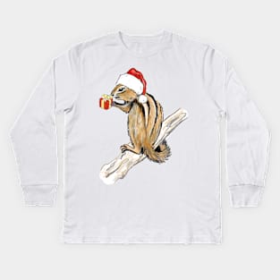 Christmas chipmunk Kids Long Sleeve T-Shirt